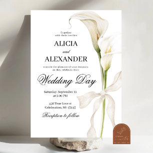 Elegant Minimalist White Calla Lily Wedding Invitation