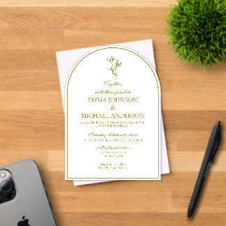 Elegant Minimalist White & dark Wedding Invitation