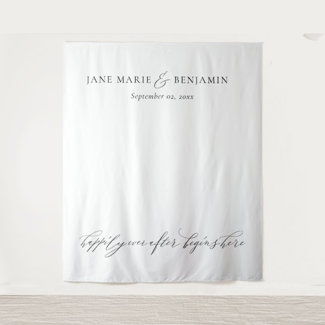 Elegant Minimalist White Fine Art Wedding Tapestry (Front)