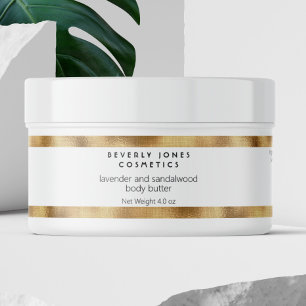 Elegant Minimalist White Gold Cosmetics Jar Label