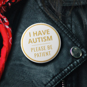 Elegant Minimalist White Gold Text Autism Button