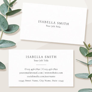 Elegant Minimalist White Gray Sophisticated Business Card