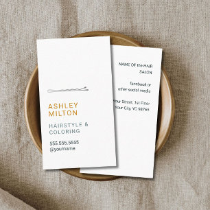 Elegant Minimalist White Hairdresser Business Card