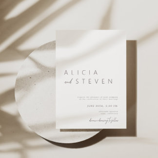 Elegant Minimalist White Modern Wedding Invitation