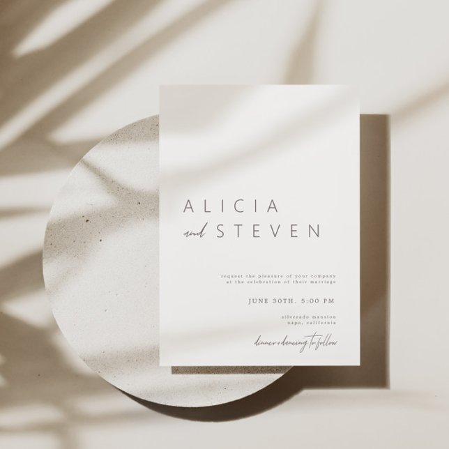 Elegant Minimalist White Modern Wedding Invitation (Creator Uploaded)
