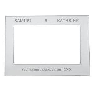 Elegant Minimalist White Personalize Name  Message Magnetic Frame