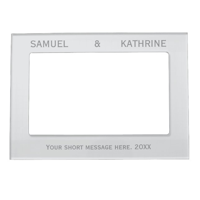 Elegant Minimalist White Personalize Name  Message Magnetic Frame (Front)