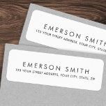 Elegant minimalist white return address label<br><div class="desc">Elegant return address labels with template fields for your name and address. Dark gray text on a white background.</div>