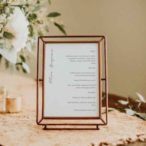 Elegant Minimalist White Script Custom Wedding Menu