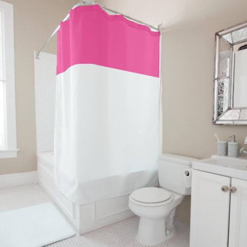 Elegant Minimalist White Top Bright Pink Stripe Shower Curtain