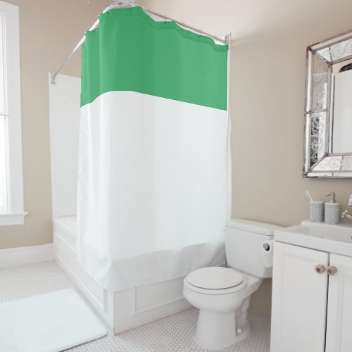 Elegant Minimalist White Wide Sea Green Top Stripe Shower Curtain