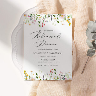 Elegant minimalist wildflower rehearsal dinner invitation