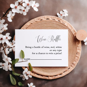Elegant Minimalist Wine Raffle Bridal Shower Game Enclosure Card