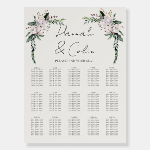 Elegant Minimalist Winter Wreath Seating Chart Foam Board