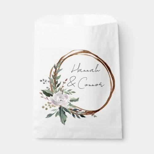 Elegant Minimalist Winter Wreath White Green Favor Bag