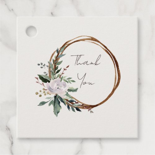 Elegant Minimalist Winter Wreath White Green Favor Tags