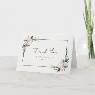 Elegant Minimalist Winter Wreath White Green Thank You Card
