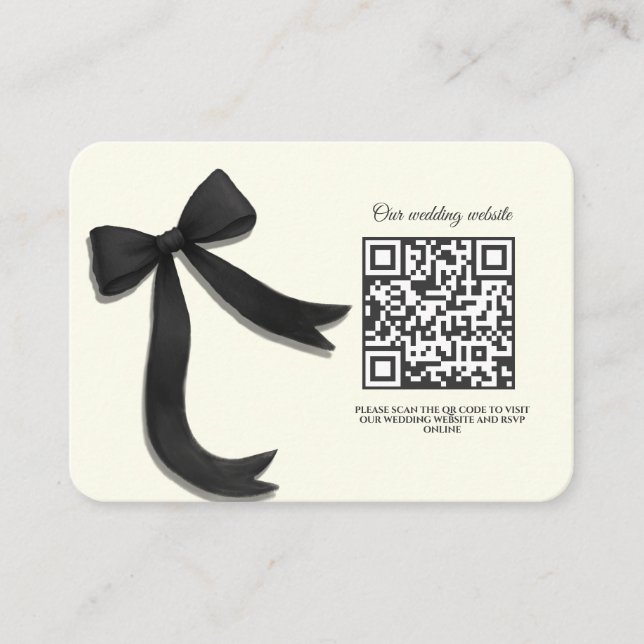 Elegant Minimalist with Black Bow - Simple classic Enclosure Card (Front)