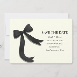 Elegant Minimalist with Black Bow - Simple classic Save The Date