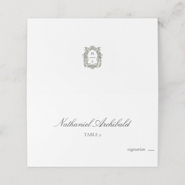 Elegant & Minimalist with Meal Choice Wedding Place Card (Outside Unfolded)