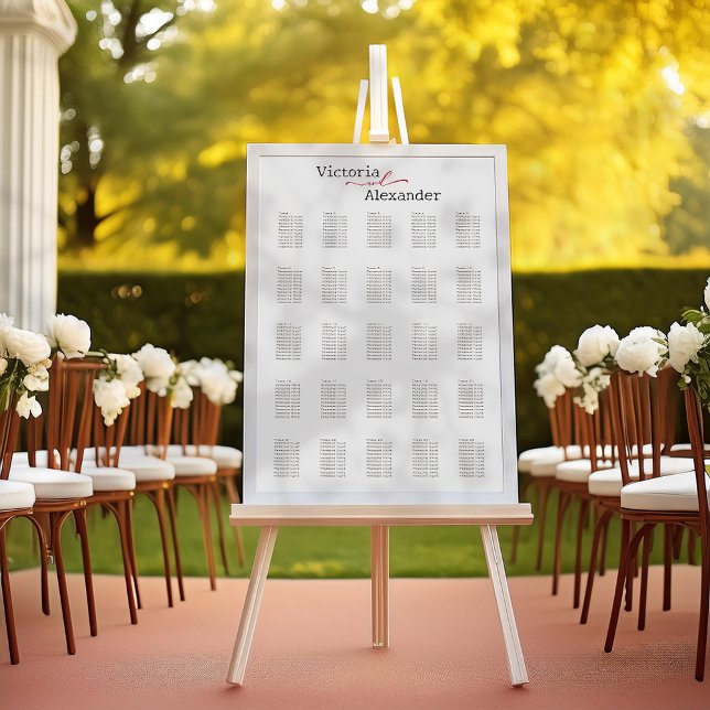 Elegant Minimalist With Red Accents Seating Chart (Creator Uploaded)
