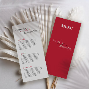 Elegant Minimalist With Red Accents Wedding Menu