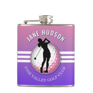 Elegant Minimalist Women Golfer Design Flask