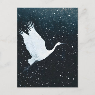 Elegant Minimalist Zen Crane Flight Holiday Postcard