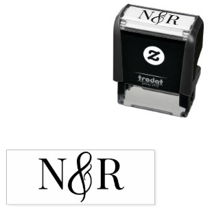 Elegant Minimalistic Ampersand Wedding Monogram Self-inking Stamp