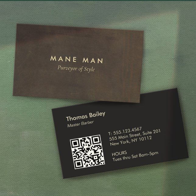 Elegant Minimalistic Barber Shop Hair Stylist  Business Card (Creator Uploaded)