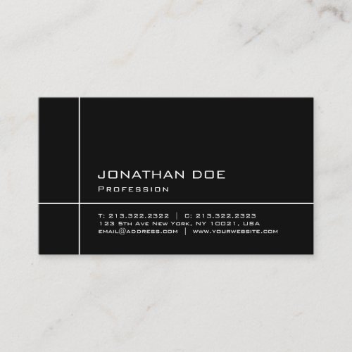 Elegant Minimalistic Black White Smooth Plain Business Card