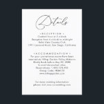 Elegant Minimalistic Black & White Wedding Details Enclosure Card<br><div class="desc">Designed to coordinate with our Romantic Script wedding collection,  this customizable Details card,  features a sweeping script calligraphy text paired with a classy serif font in black. Matching items available.</div>
