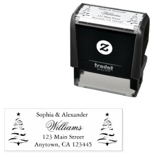 Elegant Minimalistic Christmas tree return address Self-inking Stamp