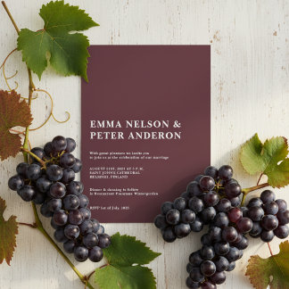 Elegant Minimalistic Deep Burgundy & White Formal Invitation