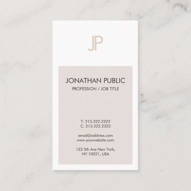 Elegant Minimalistic Design Monogram Plain Trendy Business Card (Front)