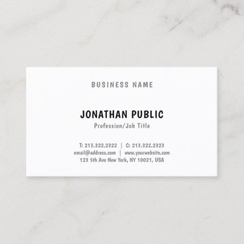Elegant Minimalistic Design Pretty Smooth Plain Business Card