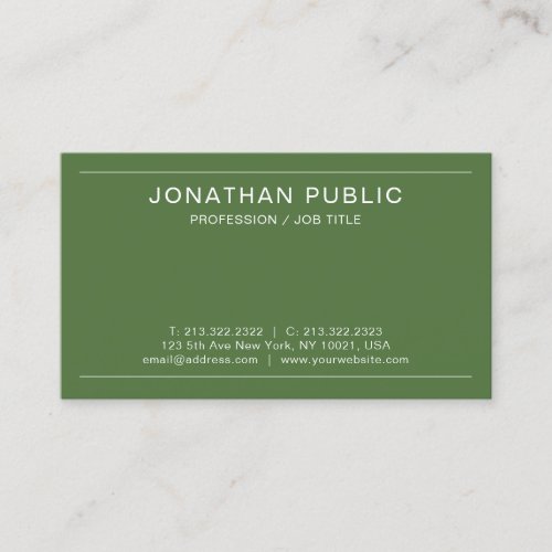 Elegant Minimalistic Design Trendy Green Plain Business Card