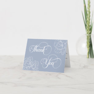 Elegant Minimalistic Dusty Blue Floral Islamic Thank You Card