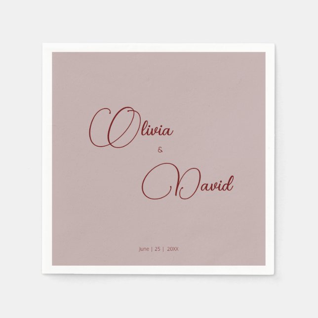 Elegant minimalistic Dusty Rose Wedding Napkins (Front)