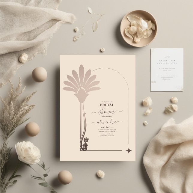 Elegant Minimalistic Floral Art Deco Bridal Shower Invitation (Creator Uploaded)