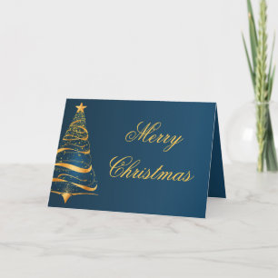 Elegant Minimalistic gold tree Christmas Greeting Card