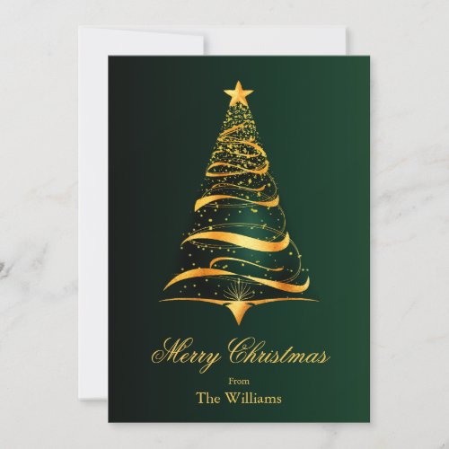 Elegant Minimalistic gold tree Christmas Greeting Holiday Card
