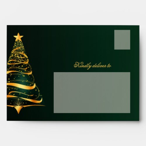 Elegant Minimalistic Golden Christmas tree A7  Envelope