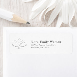 Elegant Minimalistic Grey Lotus Flower Address Label