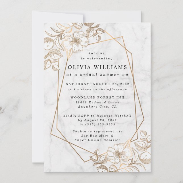 Elegant Minimalistic Marble White Gray Invitation (Front)