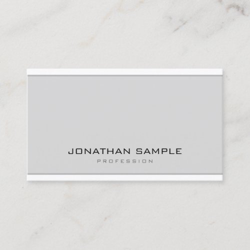 Elegant Minimalistic Modern Grey White Sleek Plain Business Card