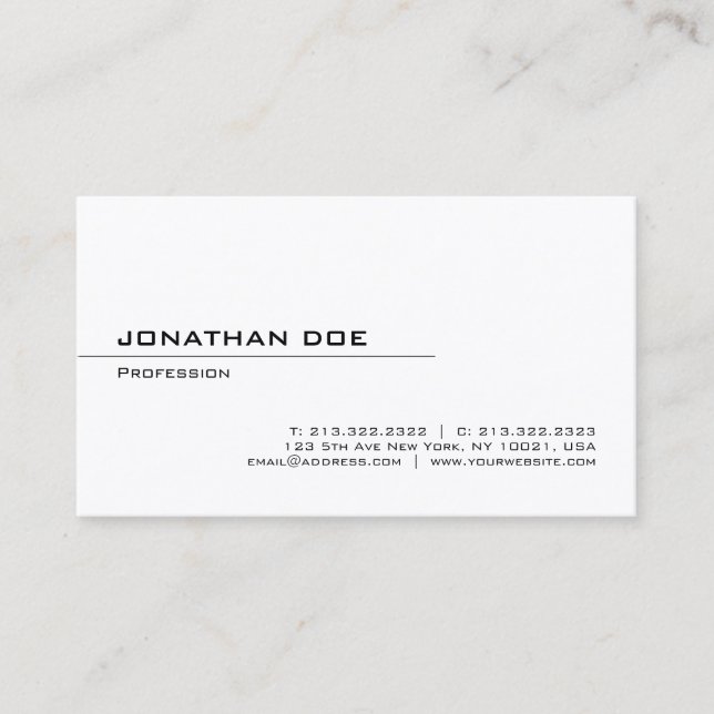 Elegant Minimalistic Modern Professional Clean Business Card (Front)