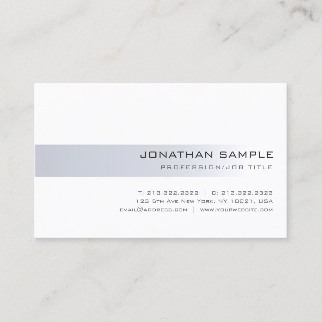 Elegant Minimalistic Modern Silver Professional Business Card (Front)