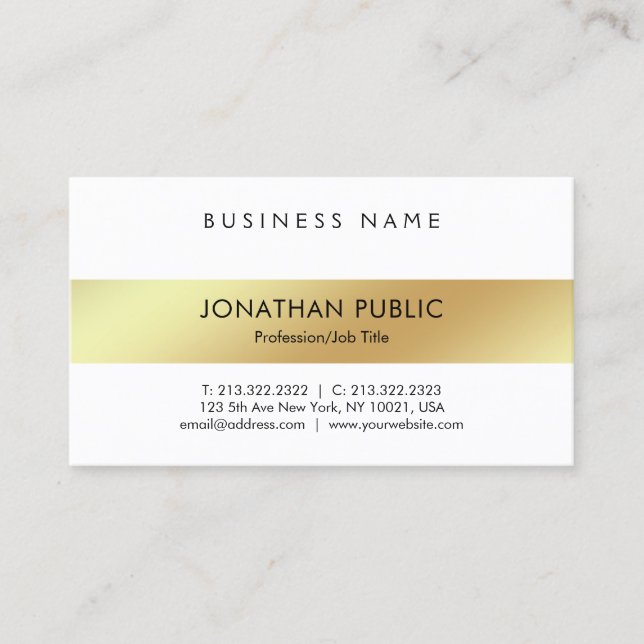 Elegant Minimalistic Modern Simple Trendy Golden Business Card (Front)