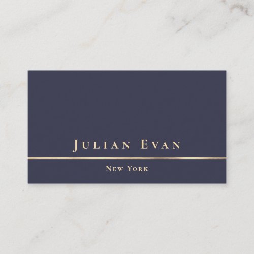 Elegant Minimalistic Navy Blue and Gold Consultant Business Card